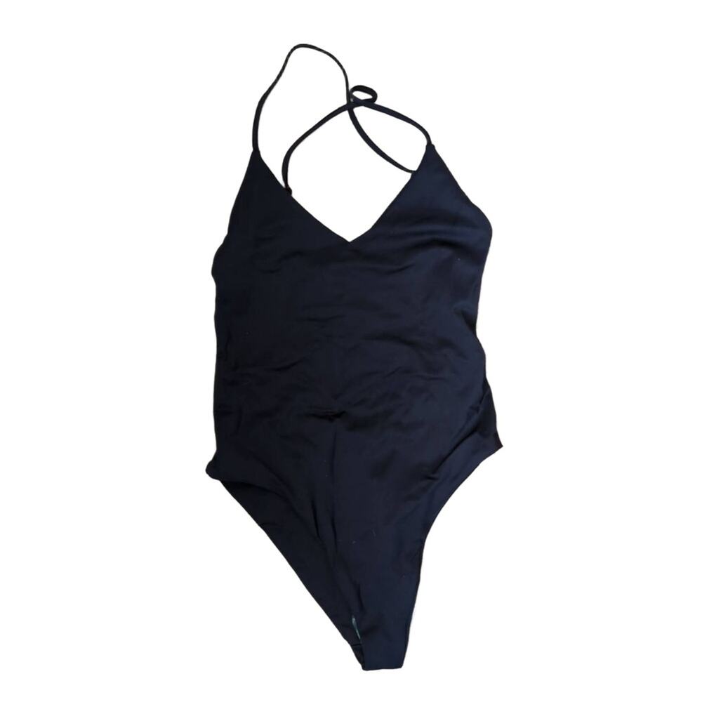 NWT DOS GARDENIAS Black ECONYL Recycled One Piece Sleek Swimsuit 3 (6/8/M)